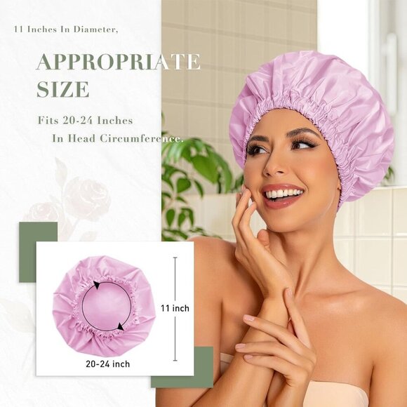 Reusable Women Shower Cap Waterproof Large Elastic Bath Hair Hat main image 5